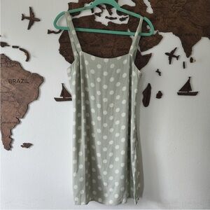 NWT Anthropologie Capulet Sage Green Mini Polka Dot Dress
